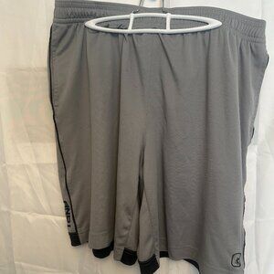AND 1 Mens Basketball Shorts, Size 2XL, 100% Polyester, Gray with Black Stripe